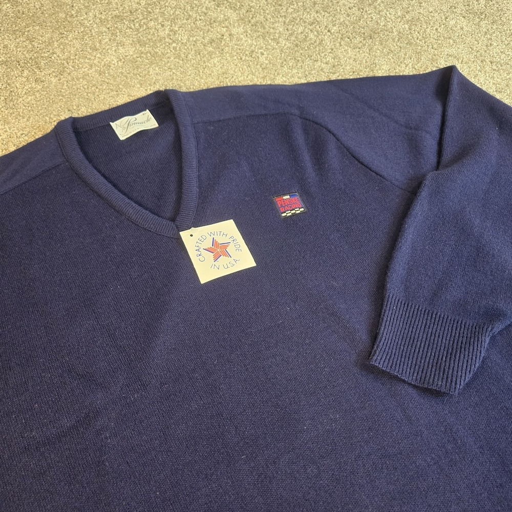 Vintage Pinnacle Penske Racing V-neck Blue Swetter‎ Men's Size XL  USA Made